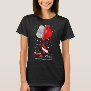 Camiseta Faith Hope Cure Butterflies Red Ribbon Pulmonar E