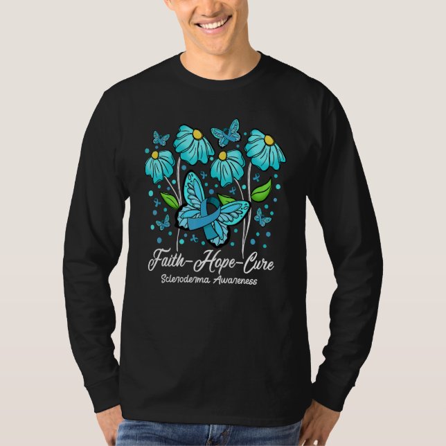 Camiseta Faith Hope Cure Flower Butterfly Scleroderma Aware (Frente)