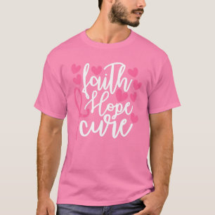 Camiseta Faith Hope Cure Friso Rosa Friso Cancer Awarenes