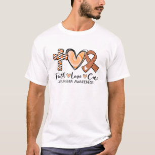 Camiseta Faith Hope Cure Orange Ribbon Leucemia Sensibiliza