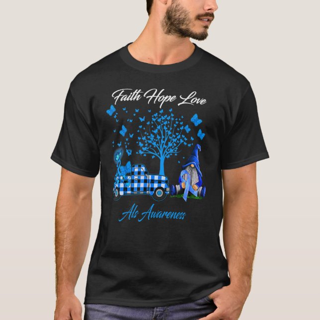 Camiseta Faith Hope Love Als Awarness Xadrez (Frente)