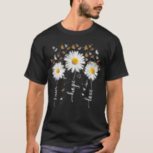 Camiseta Faith Hope Love Butterfly Daisy Chirstian God Reli