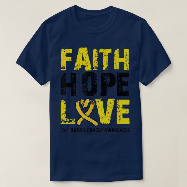 Camiseta Faith Hope Love Childhood Cancer Awarness1644 (Frente do Design)