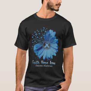 Camiseta Faith Hope Love Diabetes Consciência Sunflower