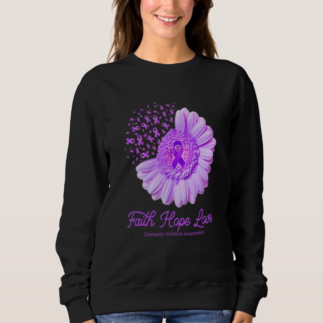 Camiseta Faith Hope Love Domestic Violence Awareness Flower (Frente)