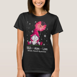 Camiseta Faith Hope Love Gnome Rosa Sunflower Breer Cancer