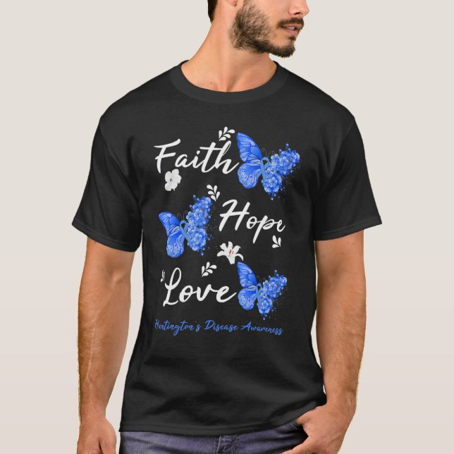 Camiseta Faith Hope Love Huntington s Disease Awareness But (Frente)