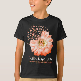 Camiseta Faith Hope Love Leukemia Consciência Laranja Fita