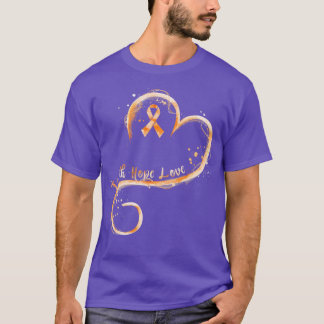 Camiseta Faith Hope Love Orange Ribbon Leukemia Consciência