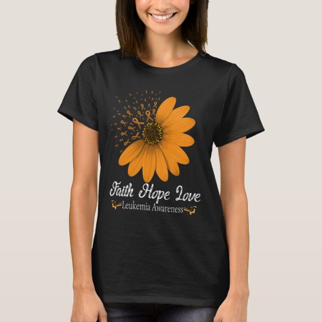 Camiseta Faith Hope Love Orange Ribbon Sanguage Support (Frente)
