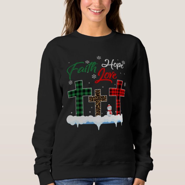 Camiseta Faith Hope Love Snowman  Christian Xmas (Frente)