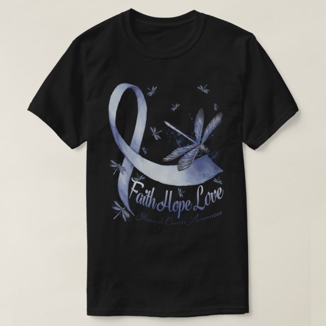 Camiseta Faith Hope Love Stomach Cancer Awarfly (Frente do Design)