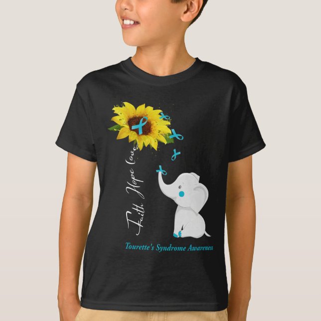 Camiseta Faith Hope Love Tourette's Syndrome Awareness (Frente)