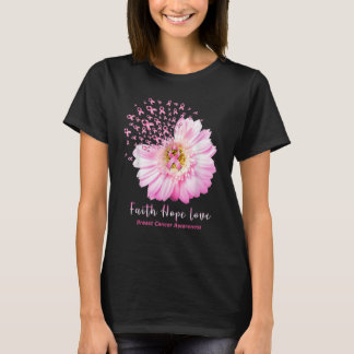 Camiseta Faith Hope Love Tshirt Cancer Sensibilização