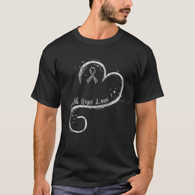 Camiseta Faith Hope Love Zebra Ribbon Neuroendocrina Cancer (Frente)