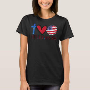 Camiseta Faith Love Freedom American Flag Flower Christian