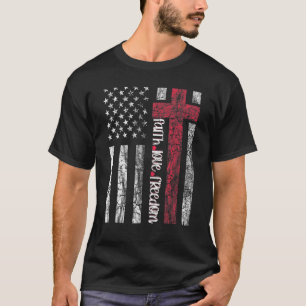 Camiseta Faith Love Freedom American Flag Flower Christian
