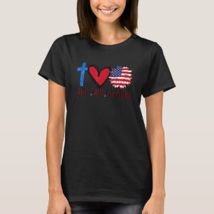 Camiseta Faith Love Freedom T-American Flag Flower Christi