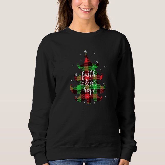 Camiseta Faith Love Hope Christian Buffalo Xadrez de Natal (Frente)