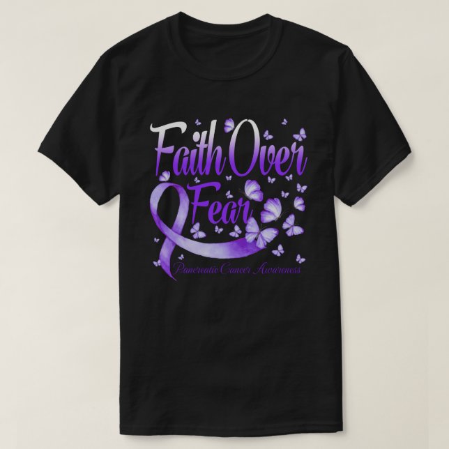 Camiseta Faith Over Fear Pancreatic Cancer Awareness Butter (Frente do Design)