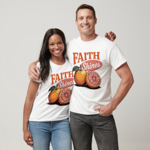 Camiseta Faith Shines Orange Grapefruit Retro Christian Tee