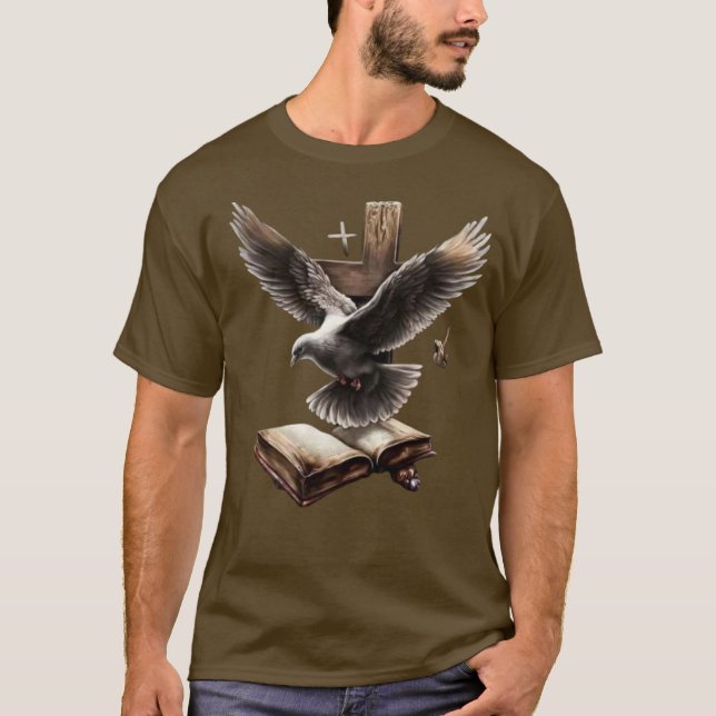 Camiseta Faith Soars - Dove, Bíblia e T-Shir Cristão Cruzad (Frente)