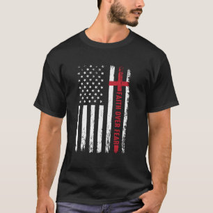 Camiseta Faith Sobre O Medo Da Bandeira Cristã Cruzada Amer