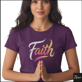 Camiseta Faith Word Neon Glossy Feather Script
