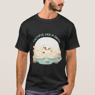 Camiseta Faithful Like a Swan – Cute Swan Couple Illustrati