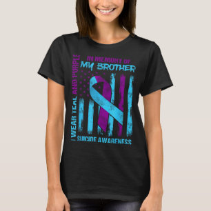 Camiseta Faixa de conscientização com laço roxo azul irmão 