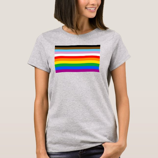 Camiseta Faixa de Sinalizador de Progresso LGBTQ+ (Frente)