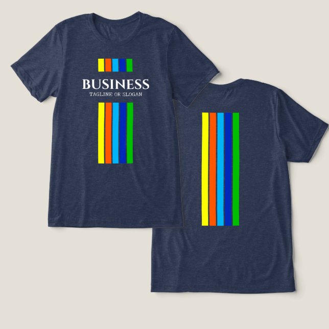 Camiseta Faixa Vertical Moderna da Linha do Nome da Empresa (Design Frente e Verso)