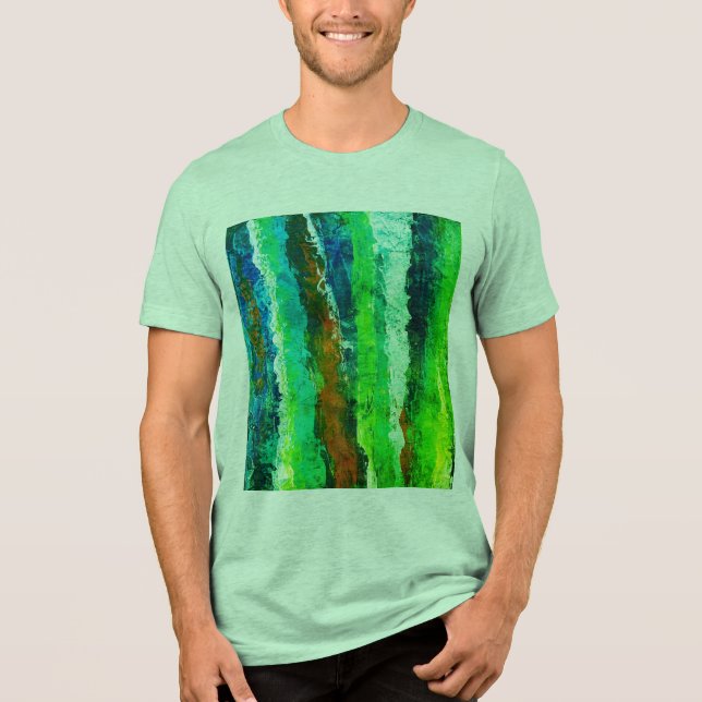 Camiseta Faixa vertical verde masculino (Frente)
