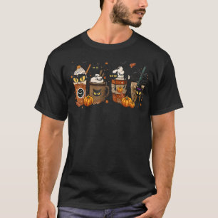 Camiseta Fal Latino de Café de Casca Preta do Halloween