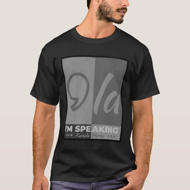 Camiseta Falando em Comma La Funny Quote Kamala Harris 2024 (Frente)