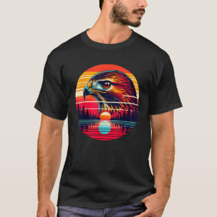 Camiseta Falcão de cauda vermelha Pássaro Pôr do sol Estilo