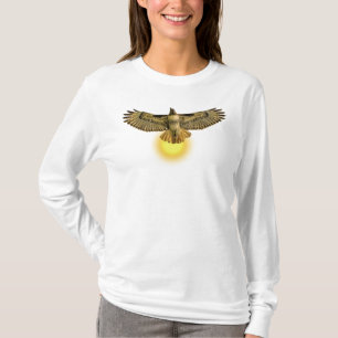 Camiseta Falcão-de-cauda-vermelha Voando em Direção ao Sol