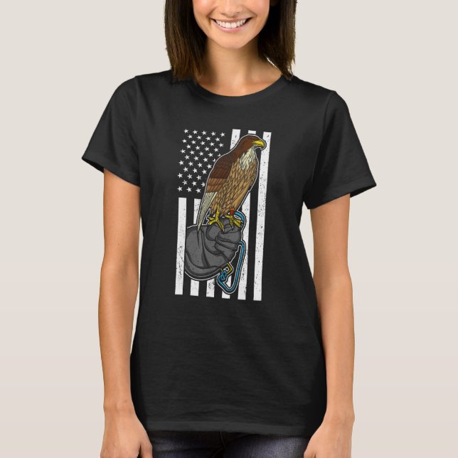 Camiseta Falcon American Flag Falconry (Frente)