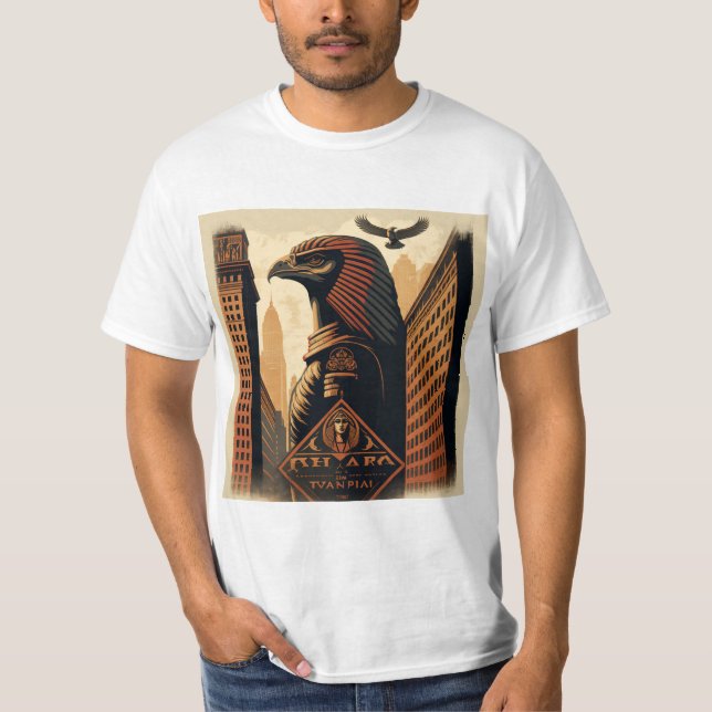 Camiseta Falcon Ra Egyptian god in the city (Frente)