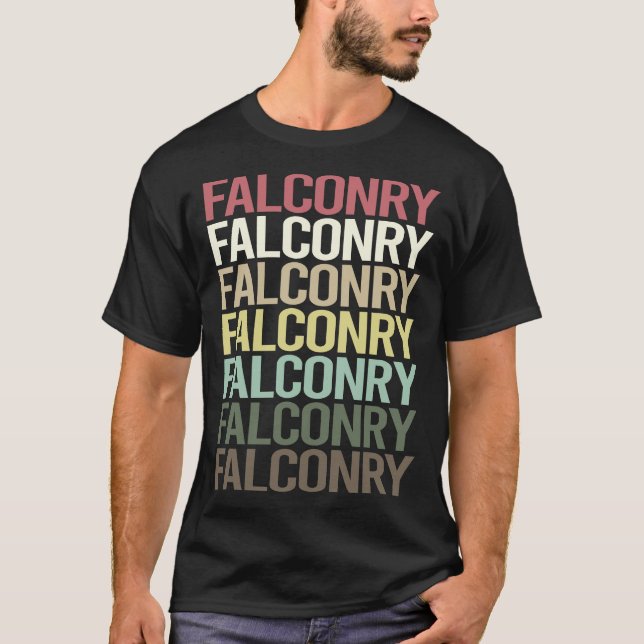 Camiseta Falconry Falconry de texto colorido (Frente)