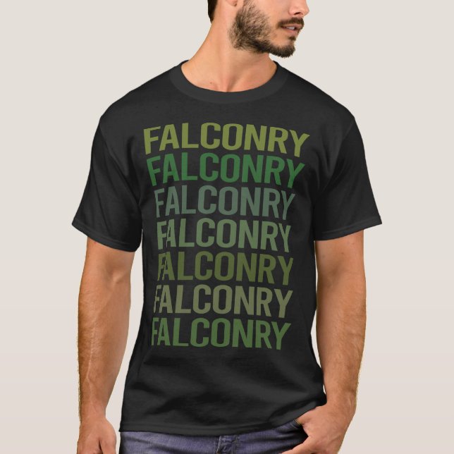 Camiseta Falconry Falconry de Texto Verde (Frente)