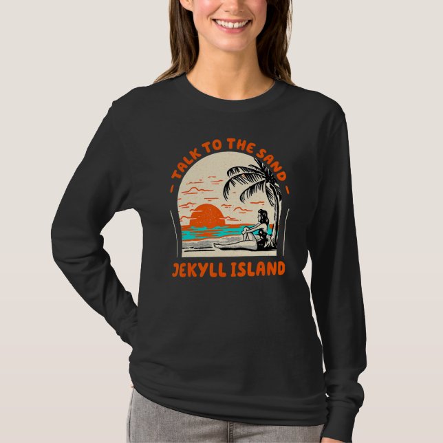 Camiseta Fale Com A Ilha Sand Jekyll Island Beach Ocean Geo (Frente)