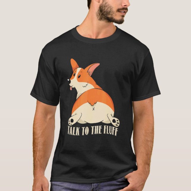 Camiseta Fale Com O Pelo, Roupa Divertida De Corgi Amante D (Frente)