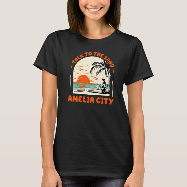 Camiseta Fale Com O Sand Amelia City Beach Ocean S (Frente)