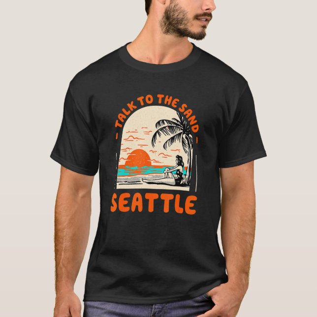Camiseta Fale Com O Sand Seattle Beach Washington Ocean Su (Frente)