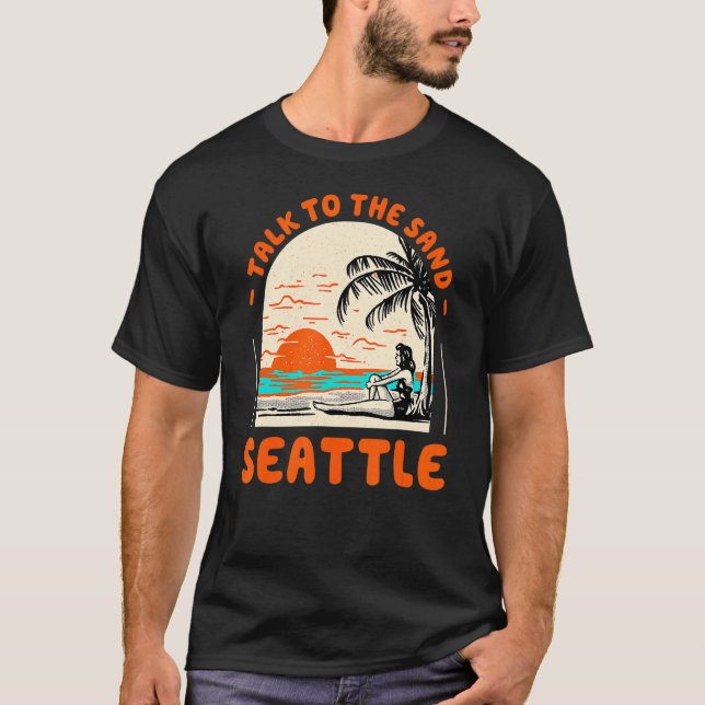 Camiseta Fale Com O Sand Seattle Beach Washington Ocean Su (Frente)