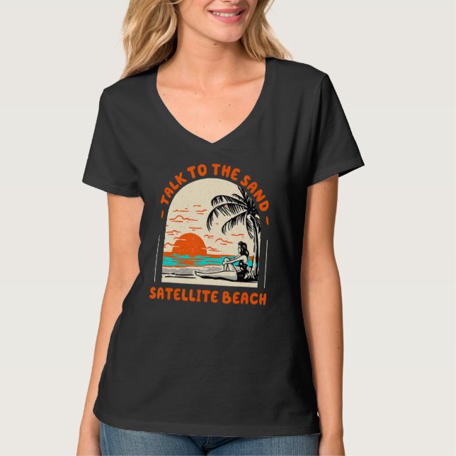 Camiseta Fale Com O Satélite Sand Beach Ocean Florida Bea (Frente)