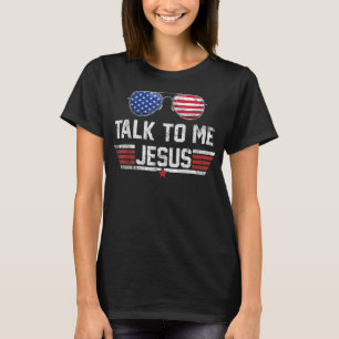 Camiseta Fale comigo Jesus Óculos América Bandeira 4º de Ju