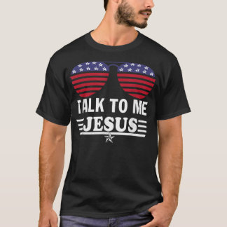 Camiseta Fale-me Jesus Óculos de Sinal de Bandeira