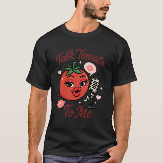 Camiseta Fale Tomate Comigo Piada de Comida Engraçada Micro (Frente)
